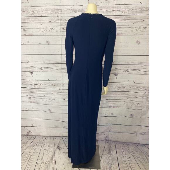 LAUREN RALPH LAUREN Beaded-Yoke Jersey Gown size 8 - Picture 10 of 11
